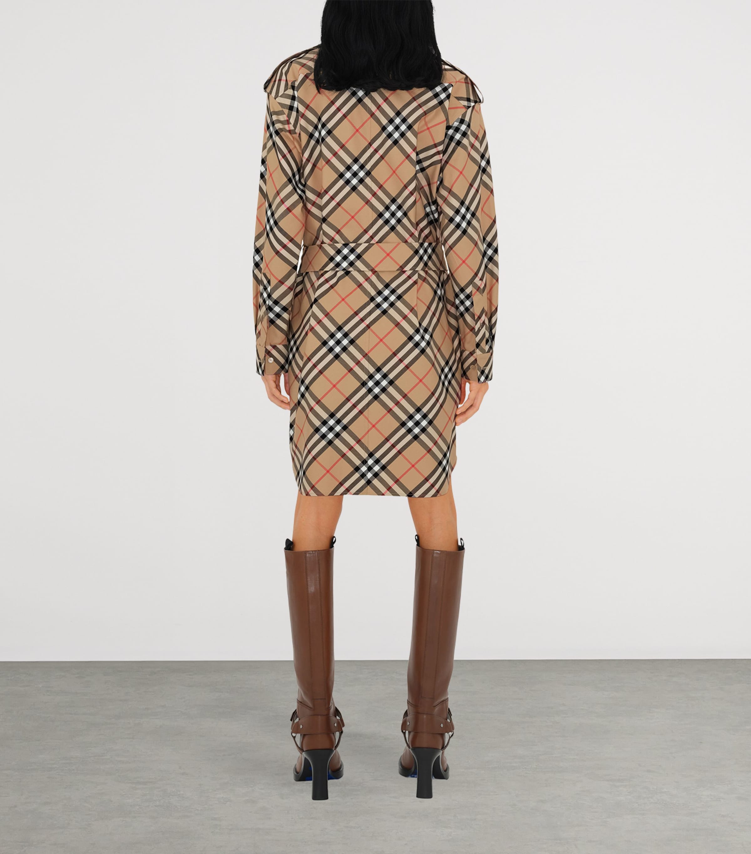 Cotton Check Shirt Dress SAND IP CHECK Image 4