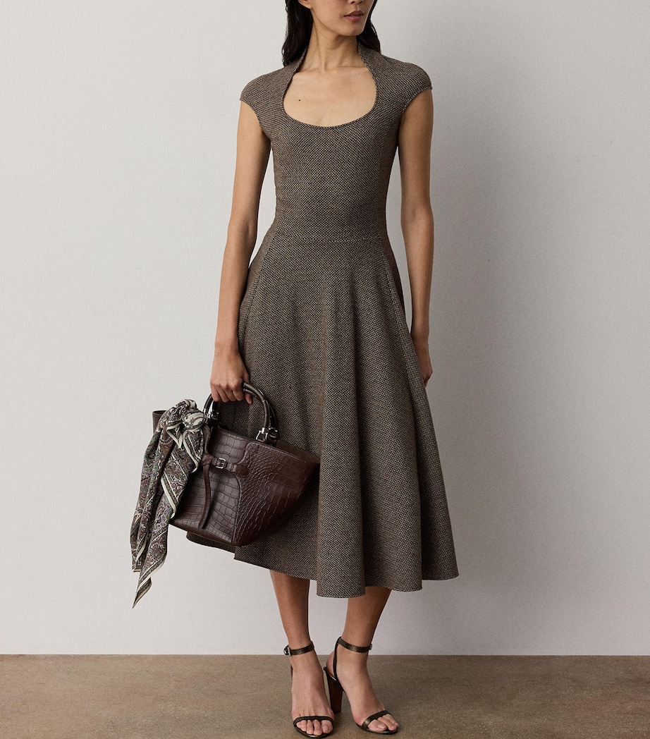 Ralph Lauren Collection Womens Wool-Silk Tweed Maisey Midi Dress Porcini/honey Multi Image 2