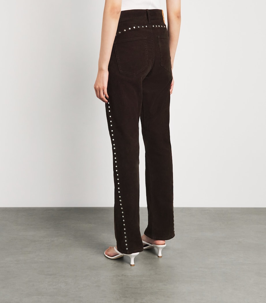 Polo Ralph Lauren Womens Corduroy Studded Straight Trousers Vintage Brown Image 5