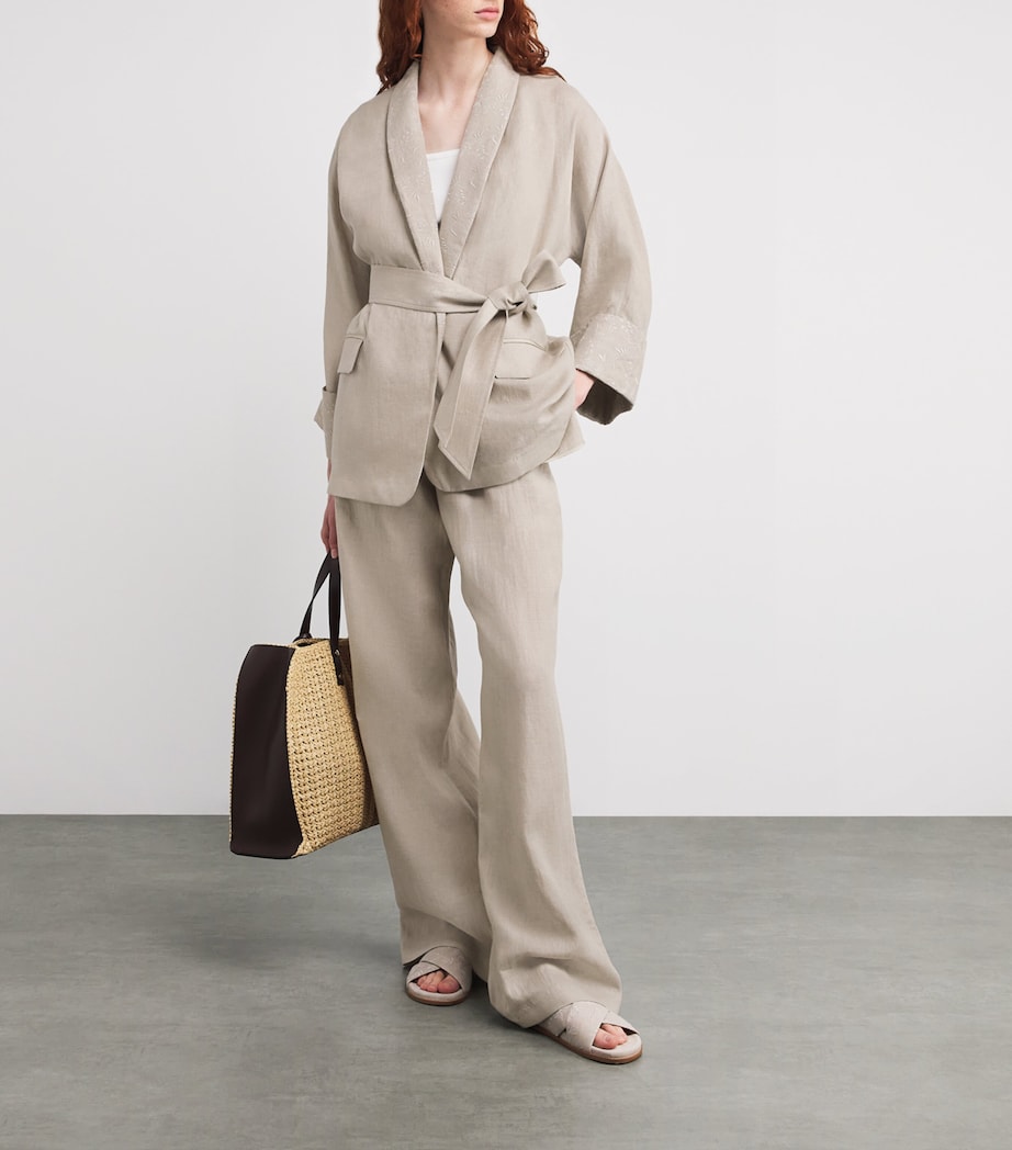 x Harrods Linen Belted Blazer SABBIA Image 2