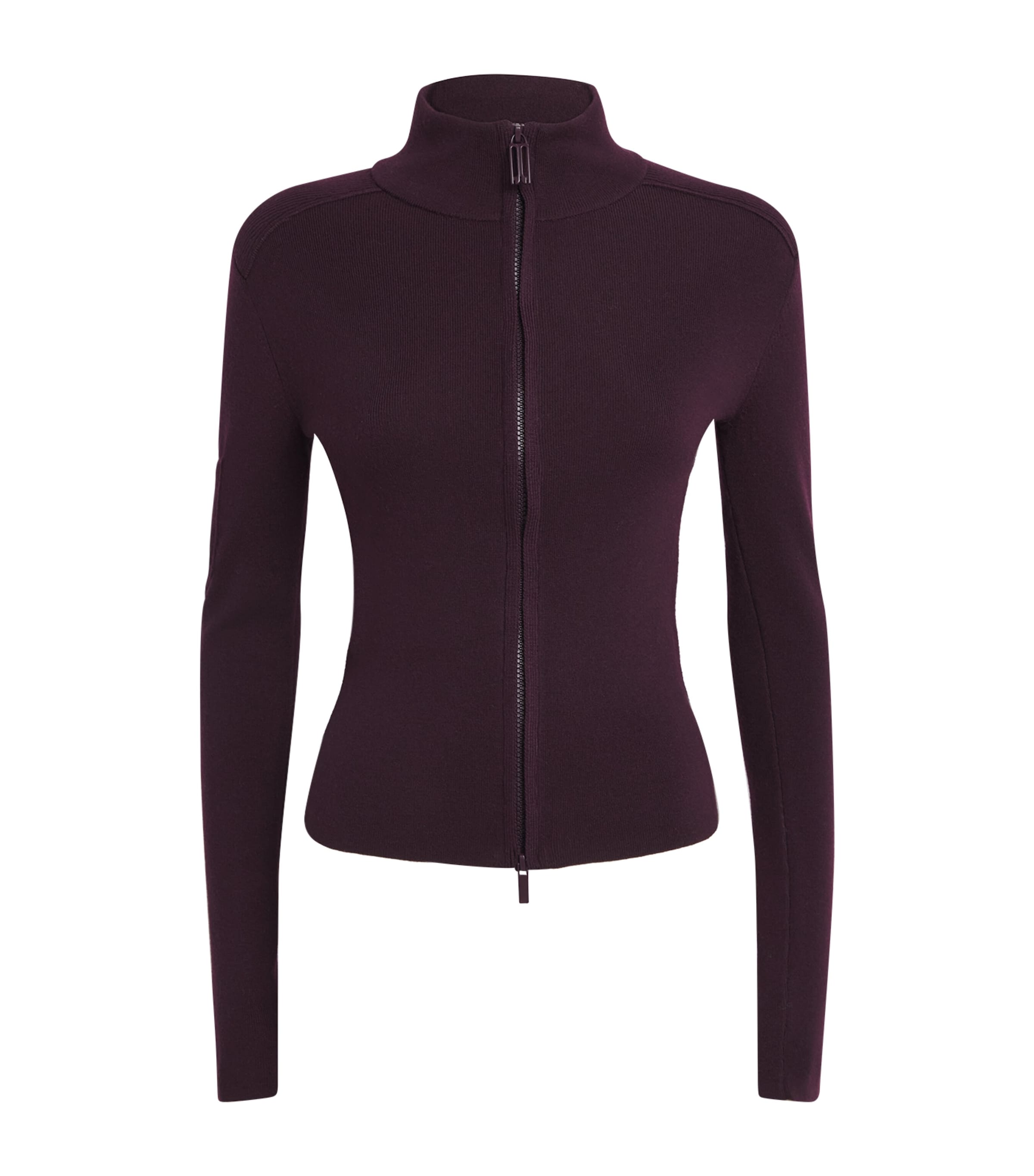 Victoria Beckham Wool-blend Zip-up Sweater In Purple