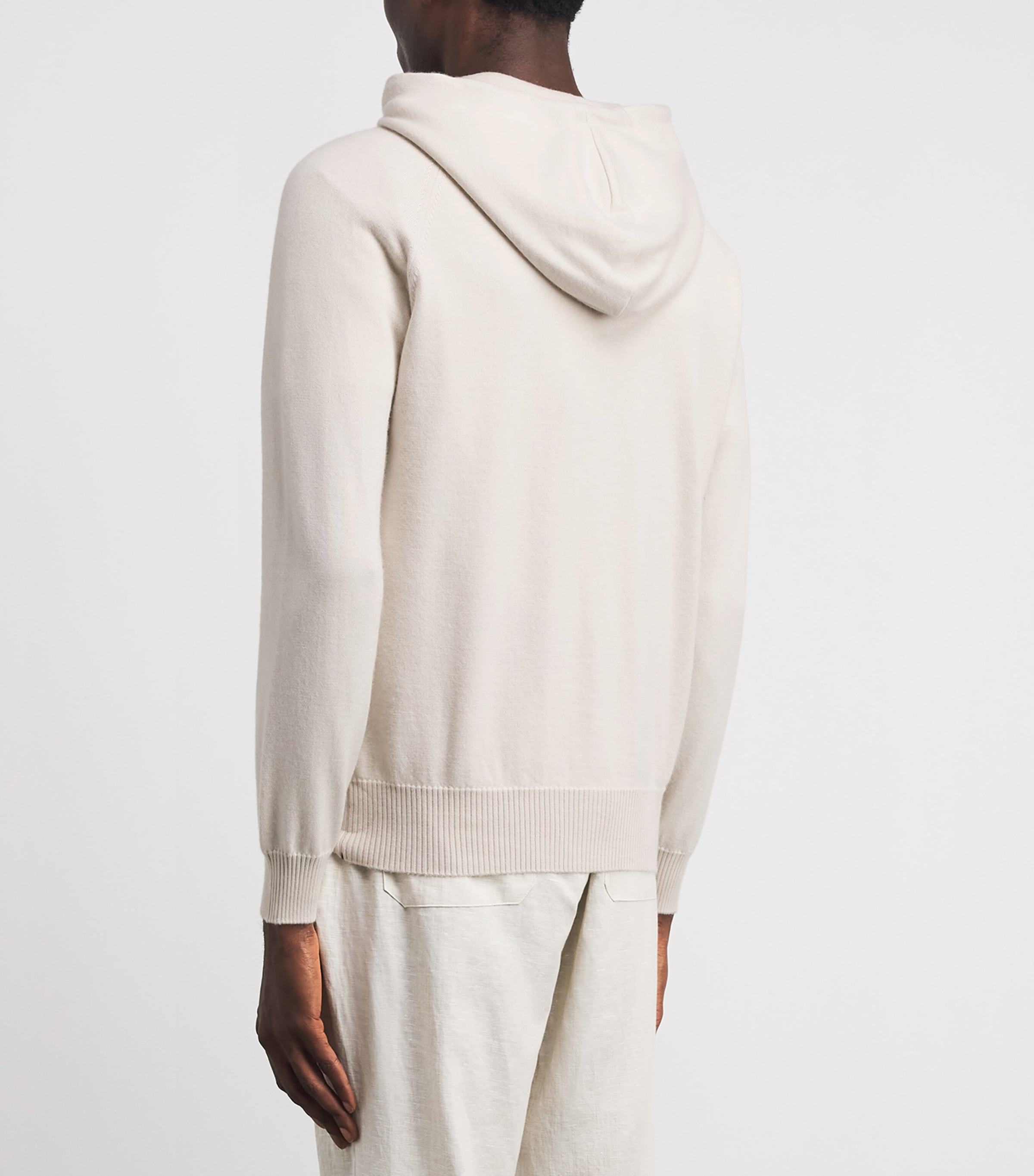 Fioroni Cashmere Mens Cashmere-Cotton Hoodie Bianco Image 5