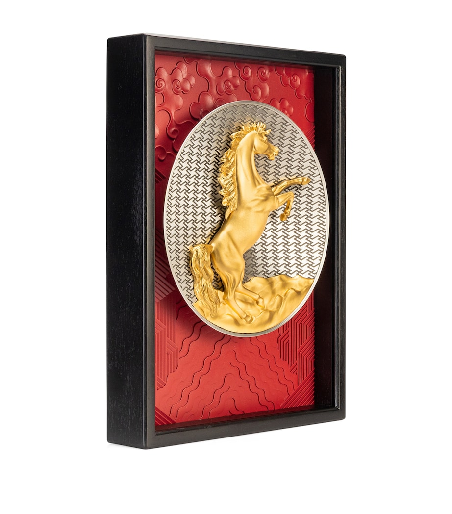 24kt Gilt Pewter Horse Plaque GOLD/RED Image 3