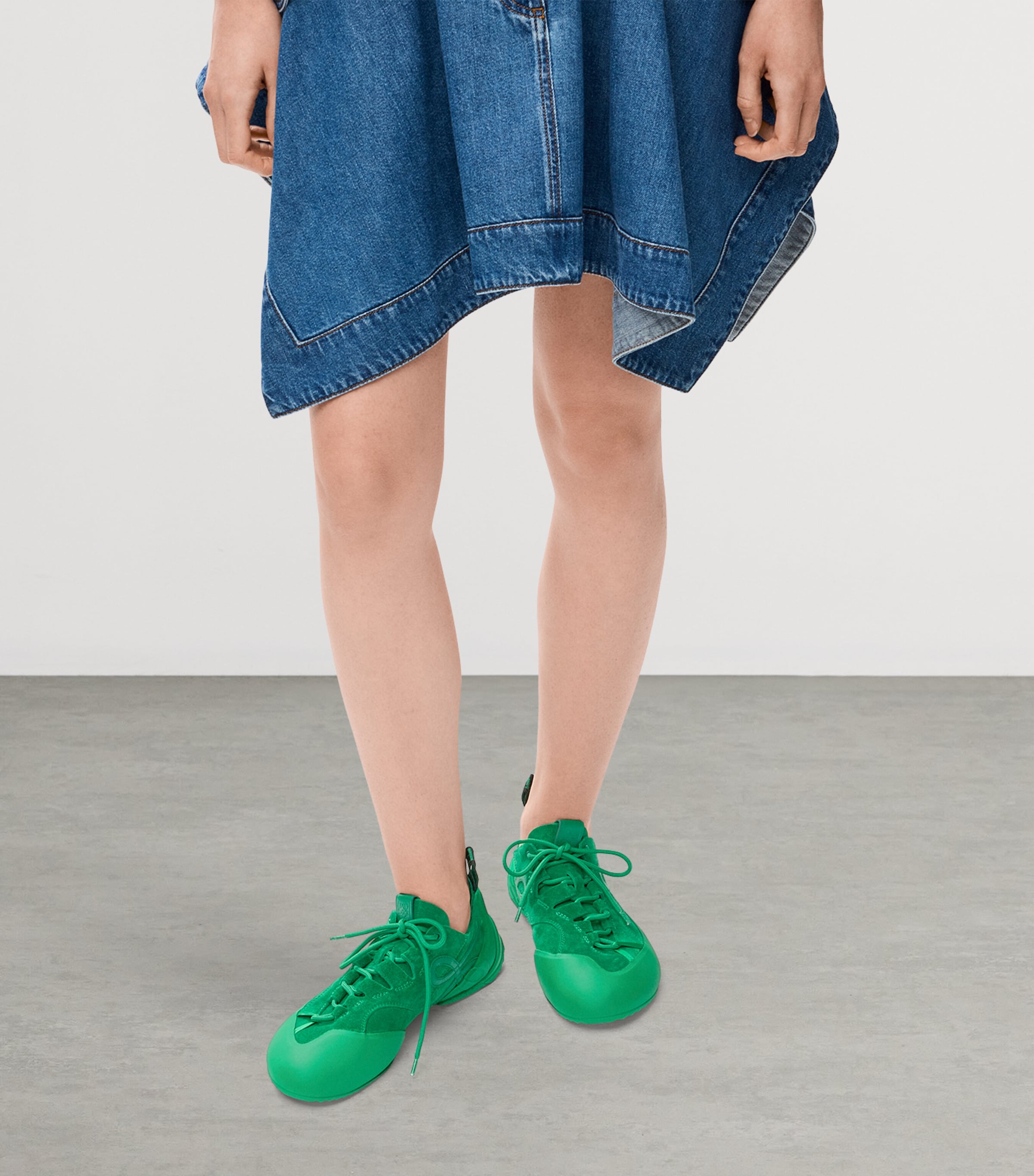 Split Leather Grip Sneakers JUNGLE GREEN Image 2