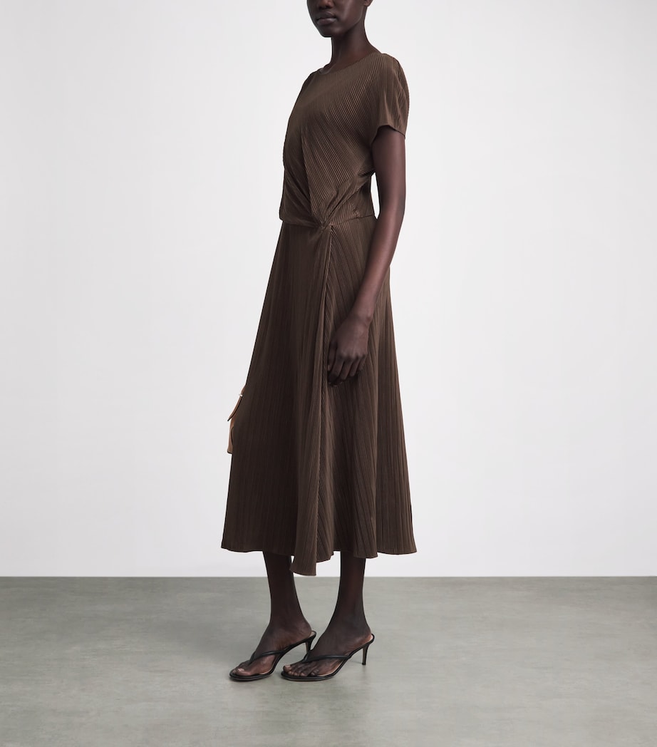 Vince Womens Pleated Midi Dress Clove Image 2