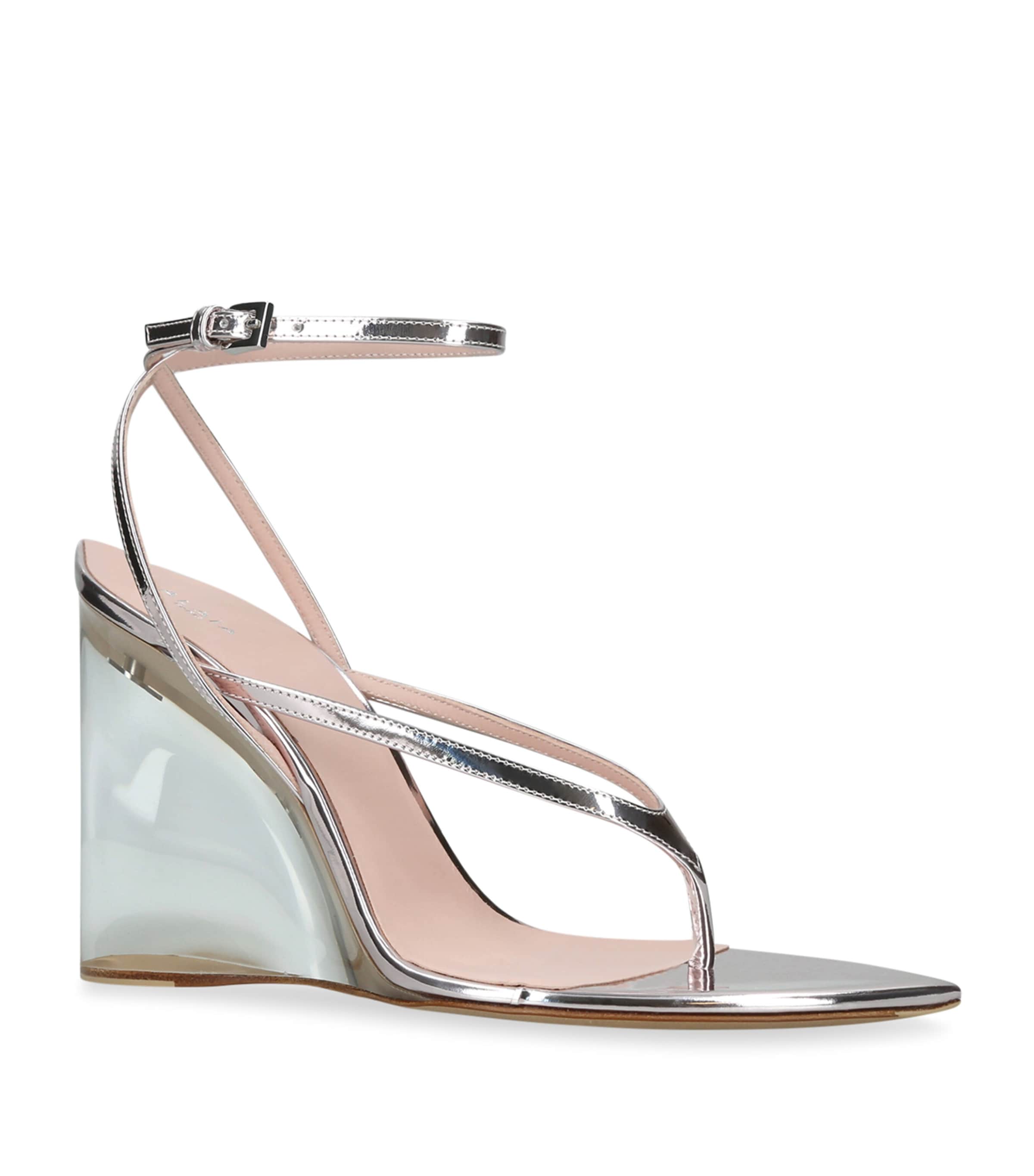Alaïa Metallic Leather Wedge Sandals 90 Blush Image 3