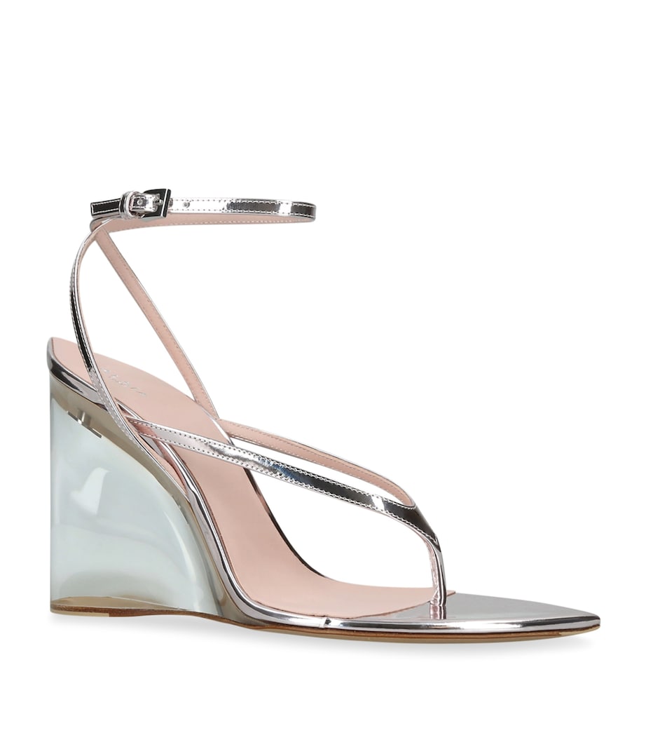 Alaïa Metallic Leather Wedge Sandals 90 Blush Image 3