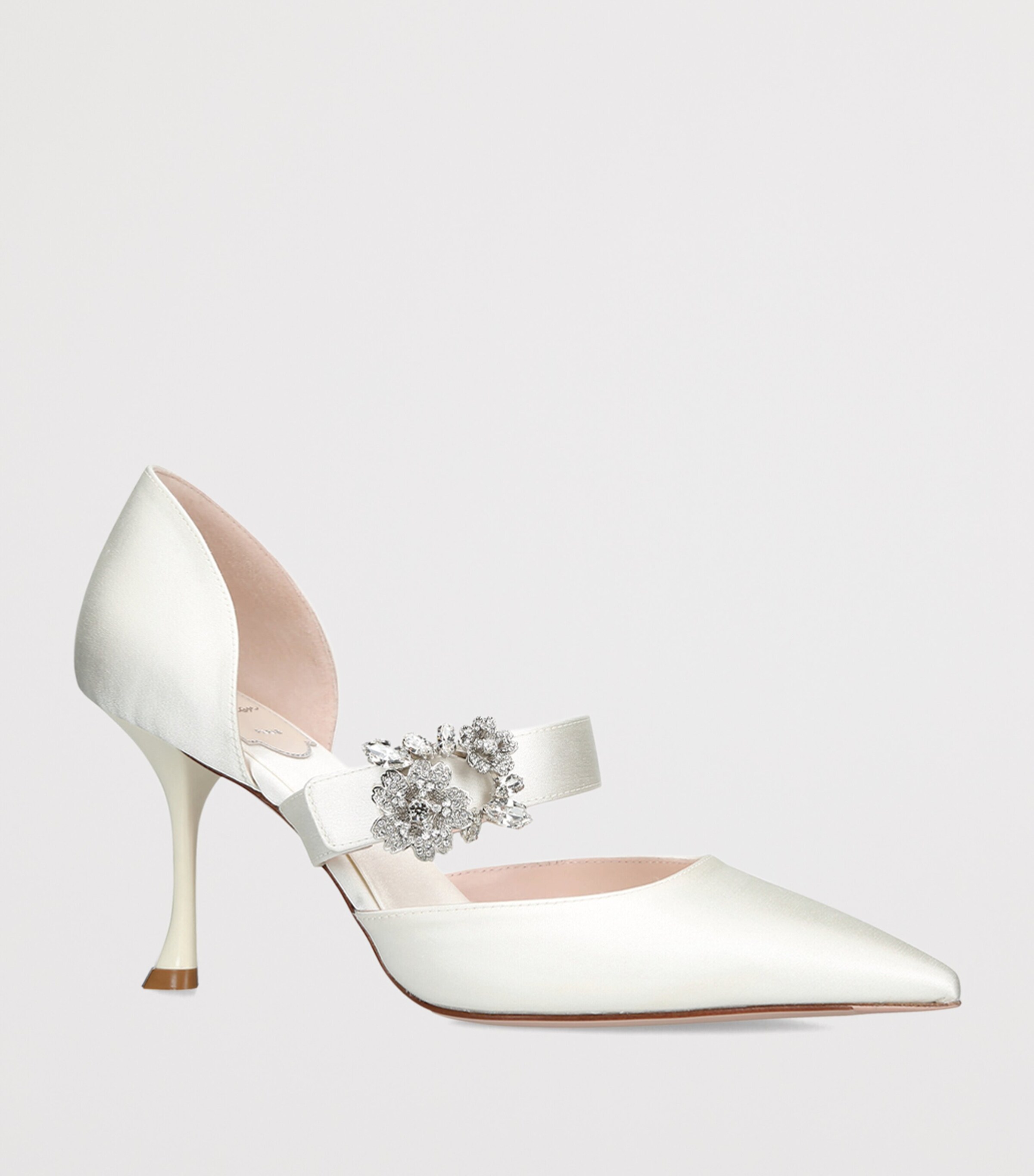 Roger Vivier Satin Efflorescence D'Orsay Pumps 85 White Image 2