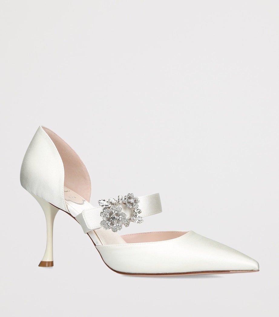 Roger Vivier Satin Efflorescence D'Orsay Pumps 85 White Image 2