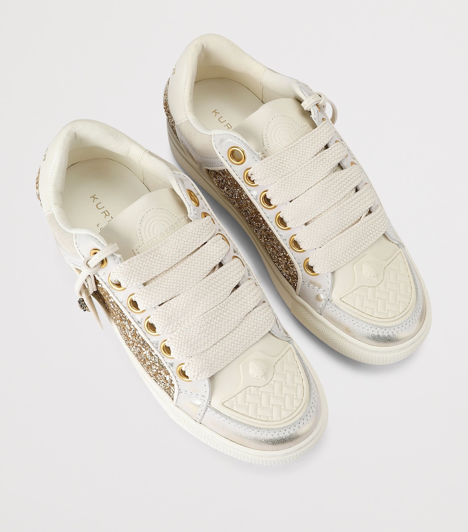 Kurt Geiger London Glitter Southbank Tag Sneakers Gold Comb Image 4