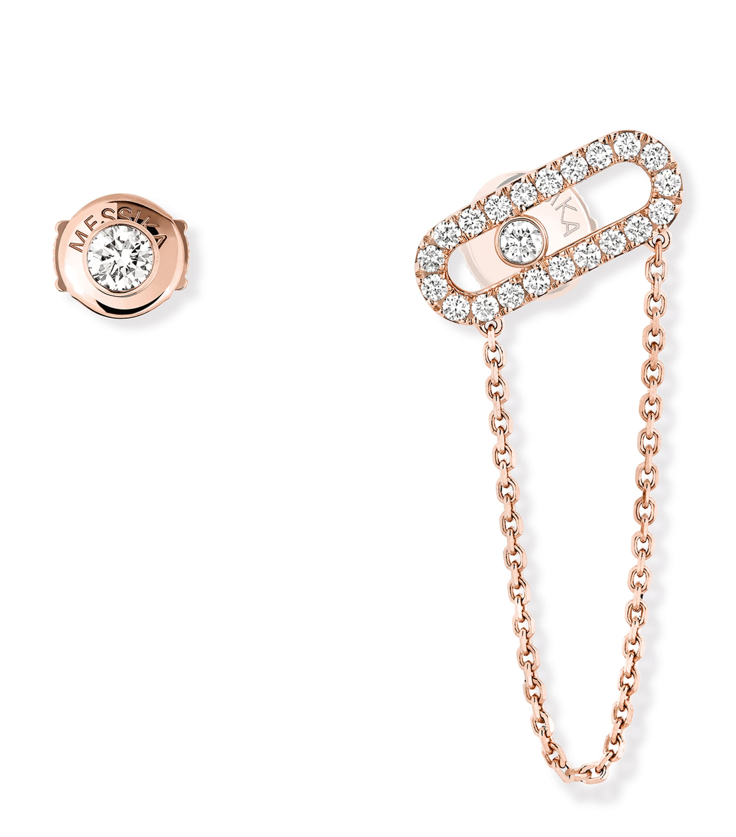 Messika Rose Gold And Diamond Move Uno Earrings In Burgundy