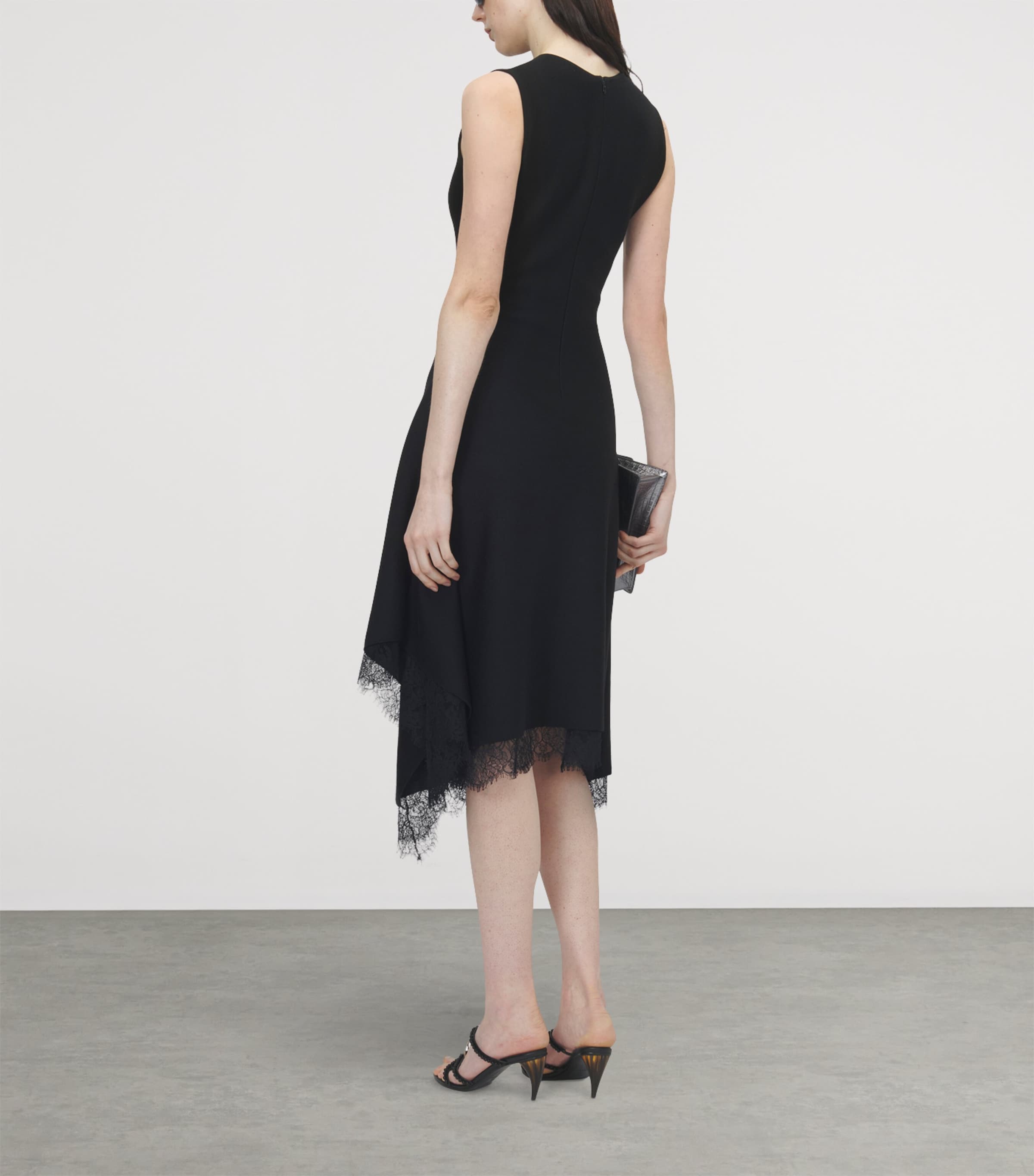 McQueen Womens Lace-Hem Sleeveless Midi Dress Image 3