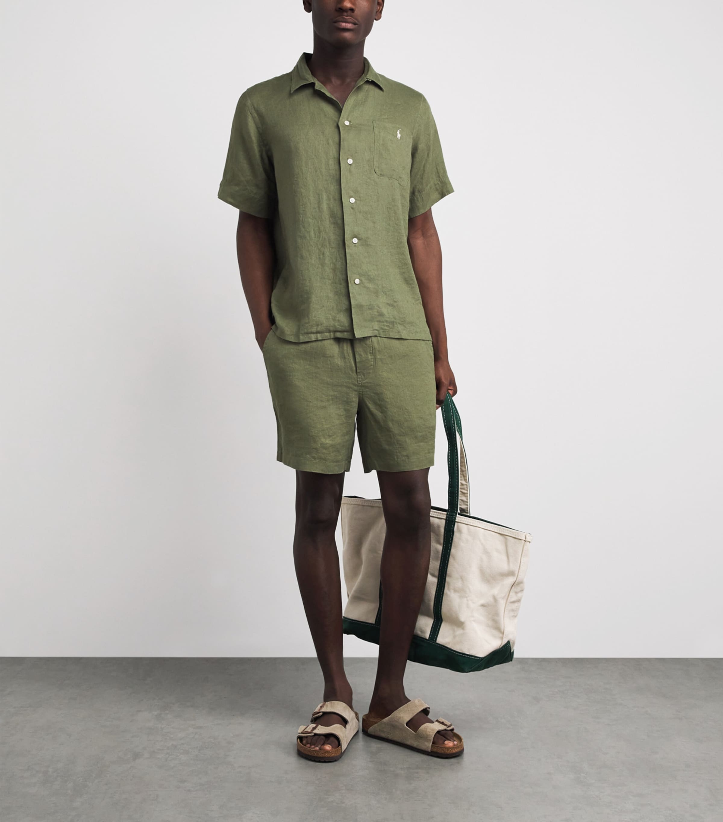 Polo Ralph Lauren Mens Linen Prepster Shorts Garden Trail Image 2