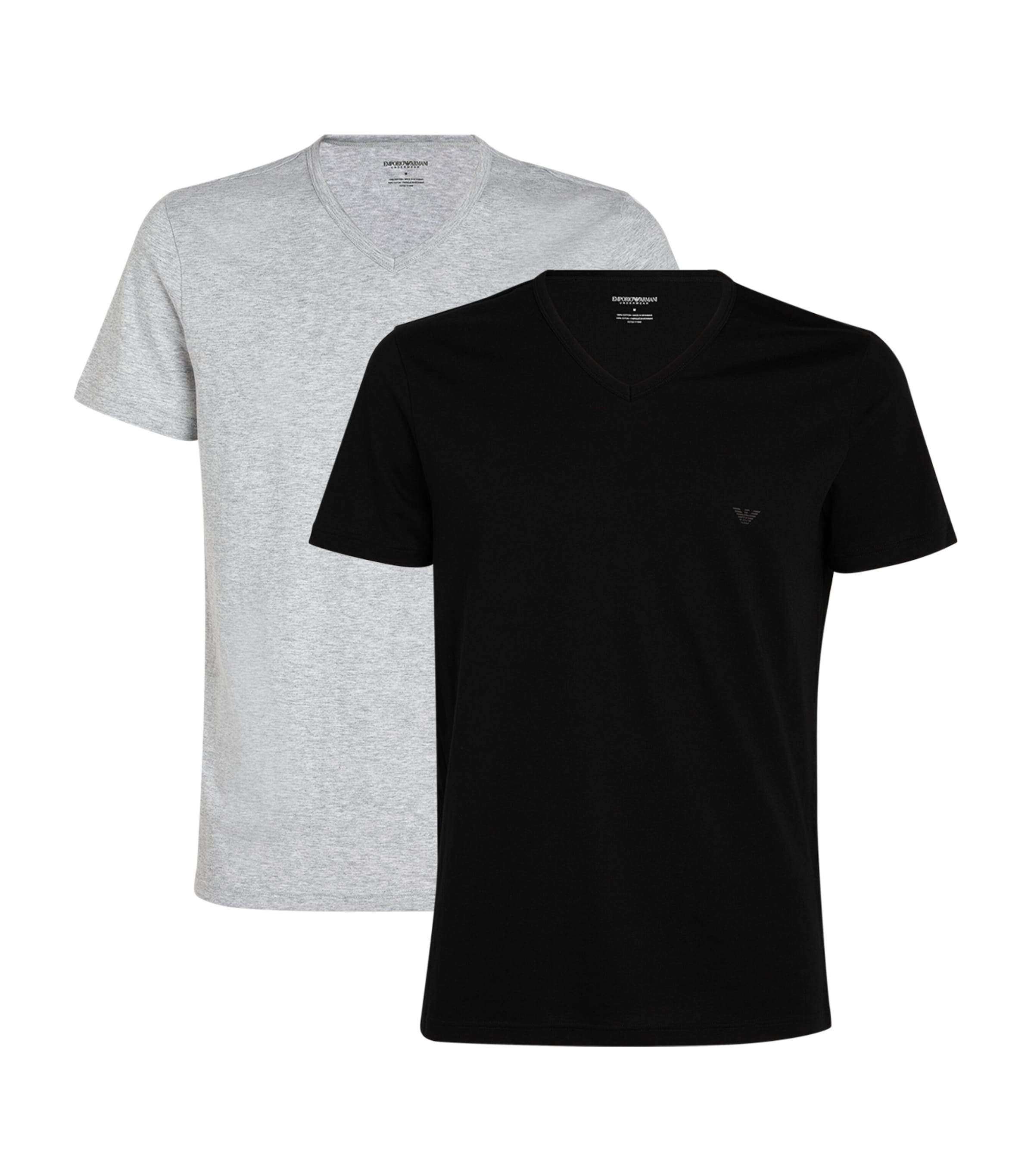 Cotton V-Neck Eagle T-Shirt 97120 BLK/GREY Image 1