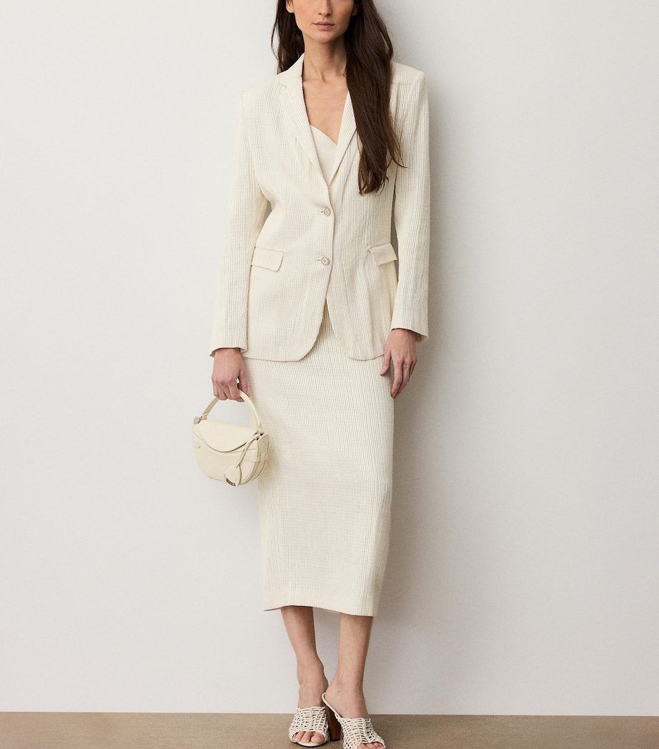 Ralph Lauren Collection Womens Leather Regena Midi Skirt Cream Image 2