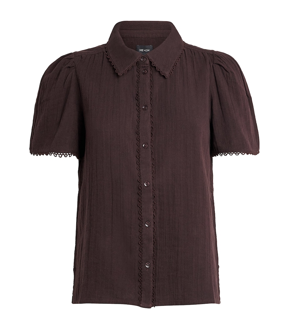 ME+EM Womens Cotton Cheesecloth Blouse Ganache Brown Image 1