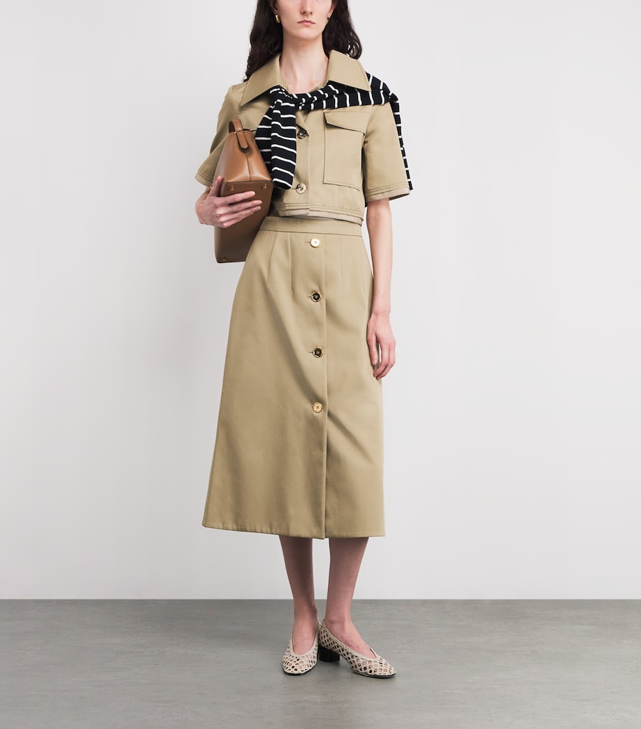 Patou Womens Organic Cotton Midi Skirt Sand Image 2
