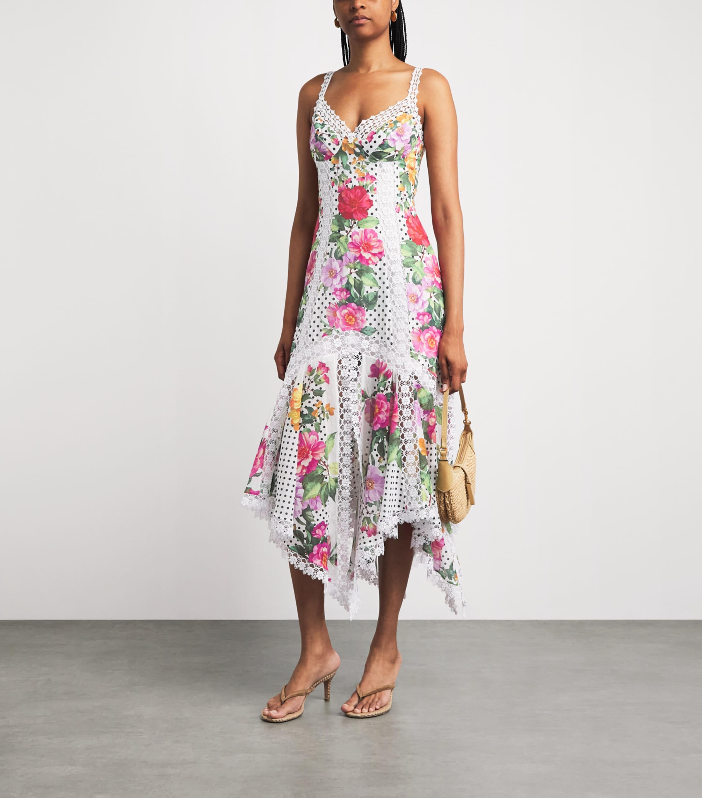 Charo Ruiz Ibiza Womens Floral Rosario Midi Dress White Dots Image 2