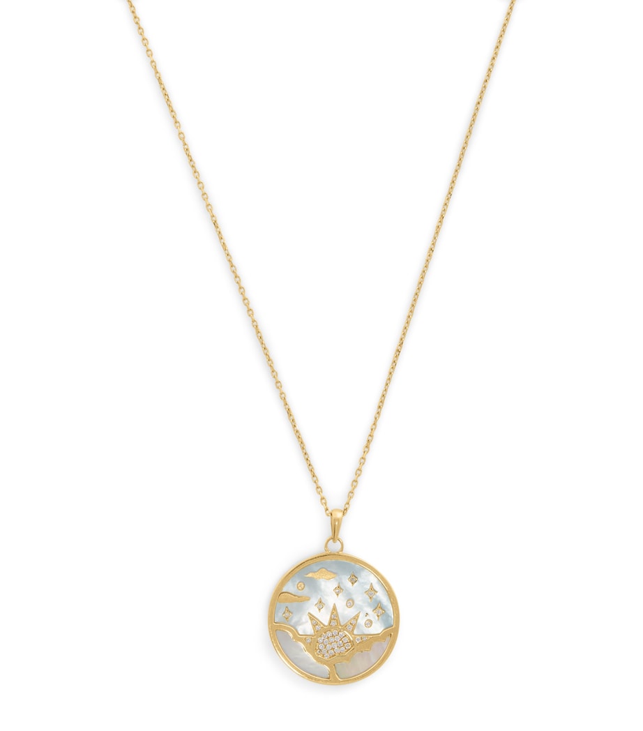 Yellow Gold and Diamond Sunrise Pendant Necklace YELLOW GOLD Image 1