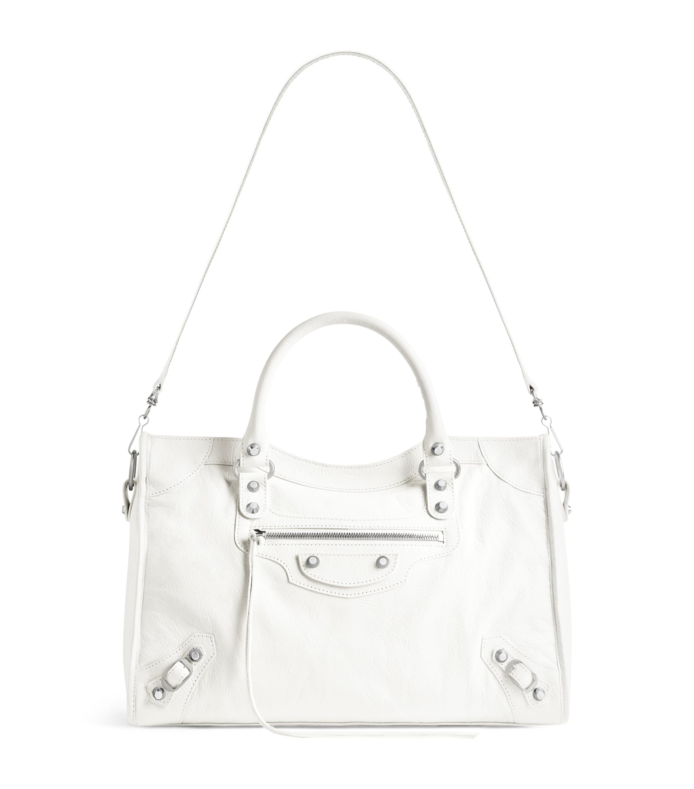 Balenciaga White Medium Leather Le City Top-Handle Bag | Harrods US