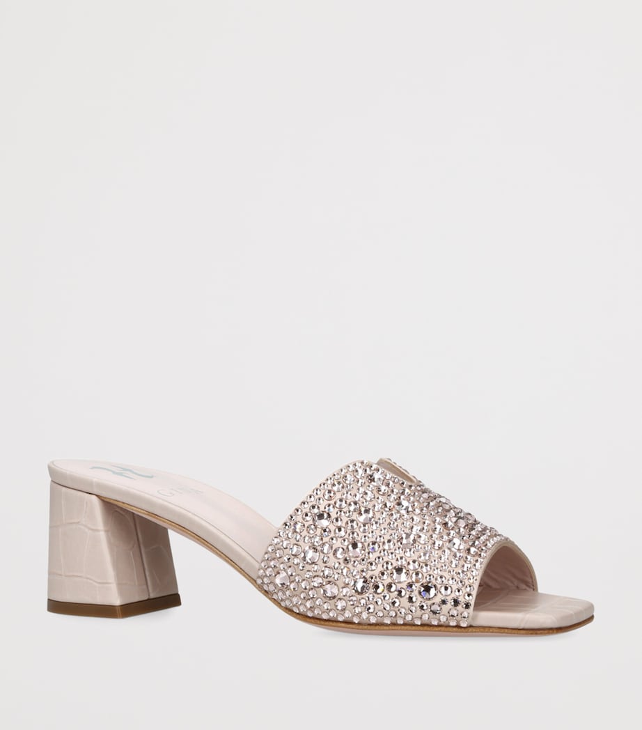 Leather Embellished Florence Heeled Mules 50 BEIGE Image 3