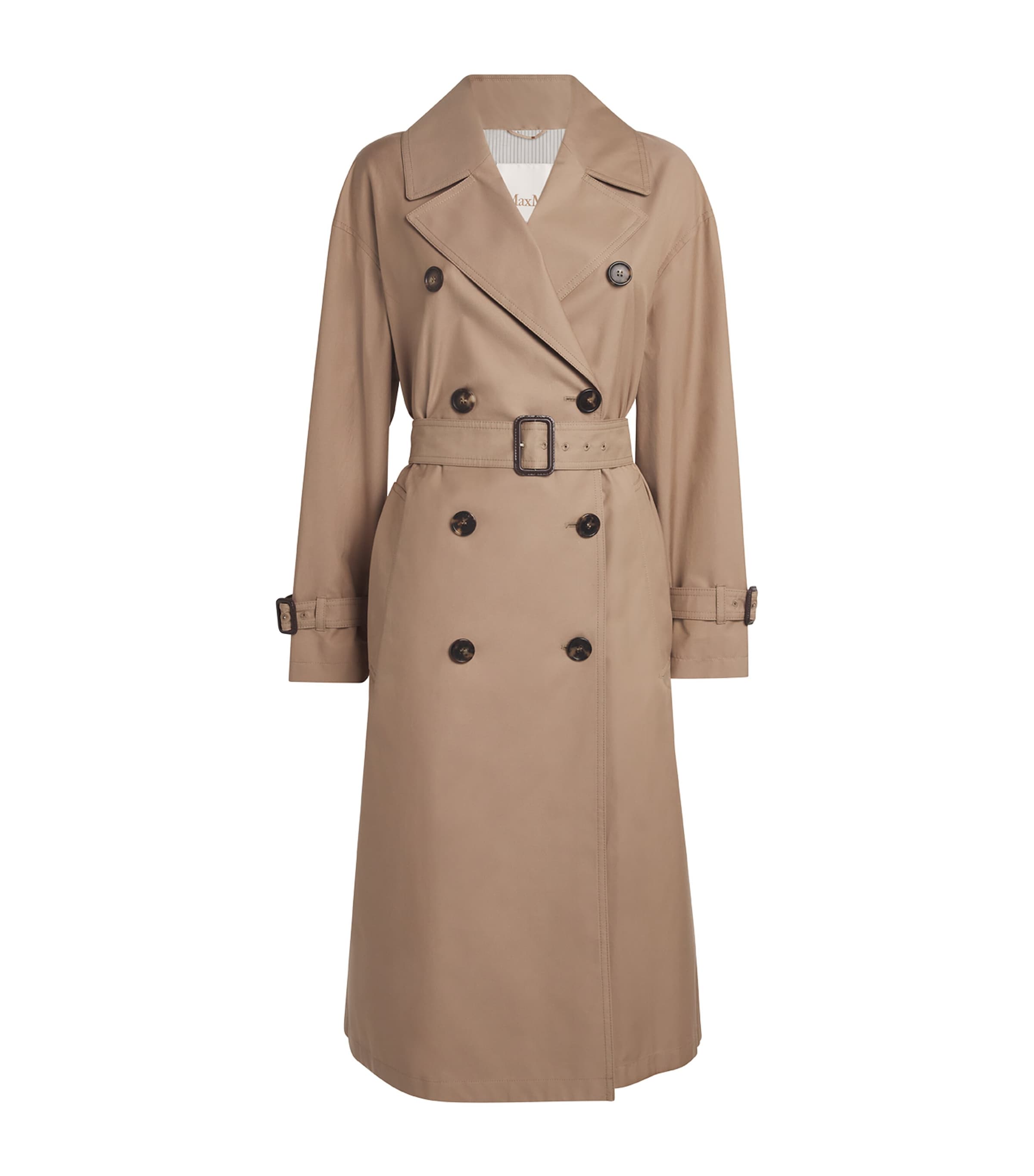 Max Mara Water-repellent Cotton Twill Trench Coat In Neutral