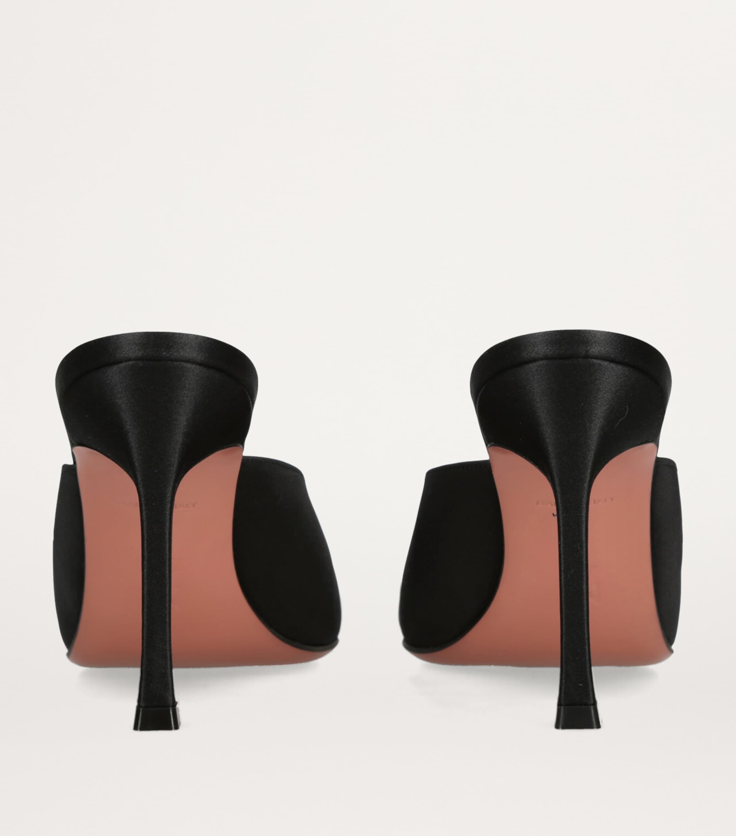 Amina Muaddi Satin Camelia Mules 90 | Harrods UK