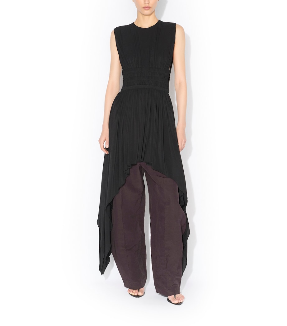 Alaïa Womens High-Low Mini Dress Noir Alaia Image 2