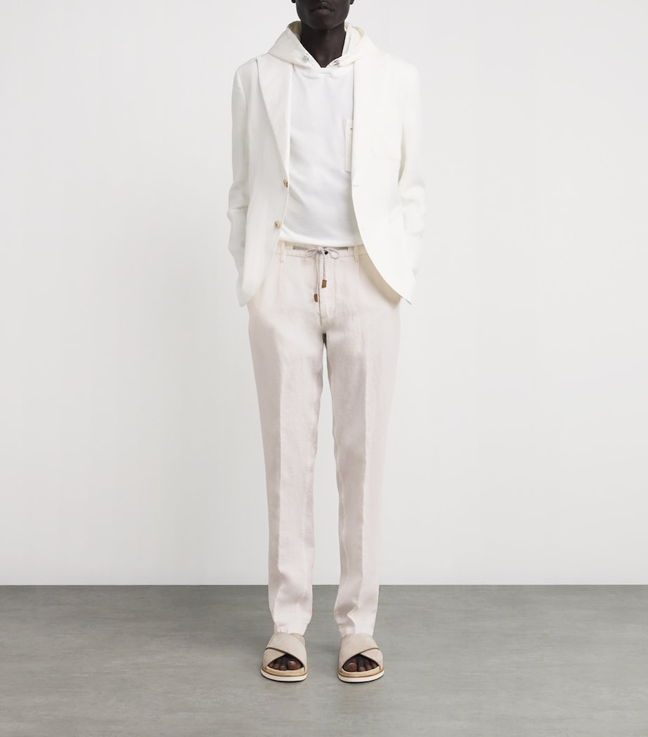 Linen Drawstring-Detail Trousers BIANCO Image 2