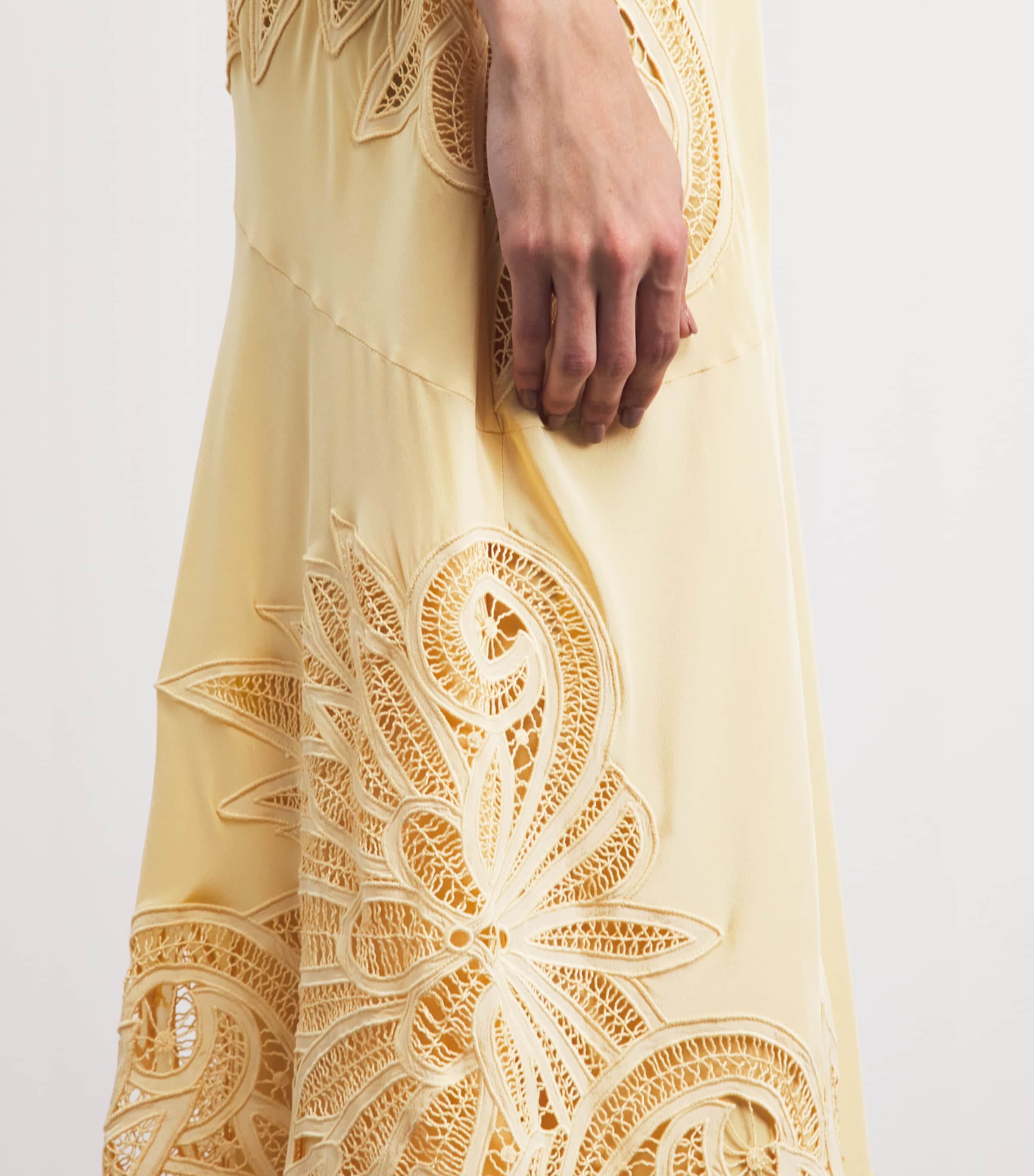 Ulla Johnson Womens Silk Lace Appliqué Idra Maxi Dress Dandelion Image 5