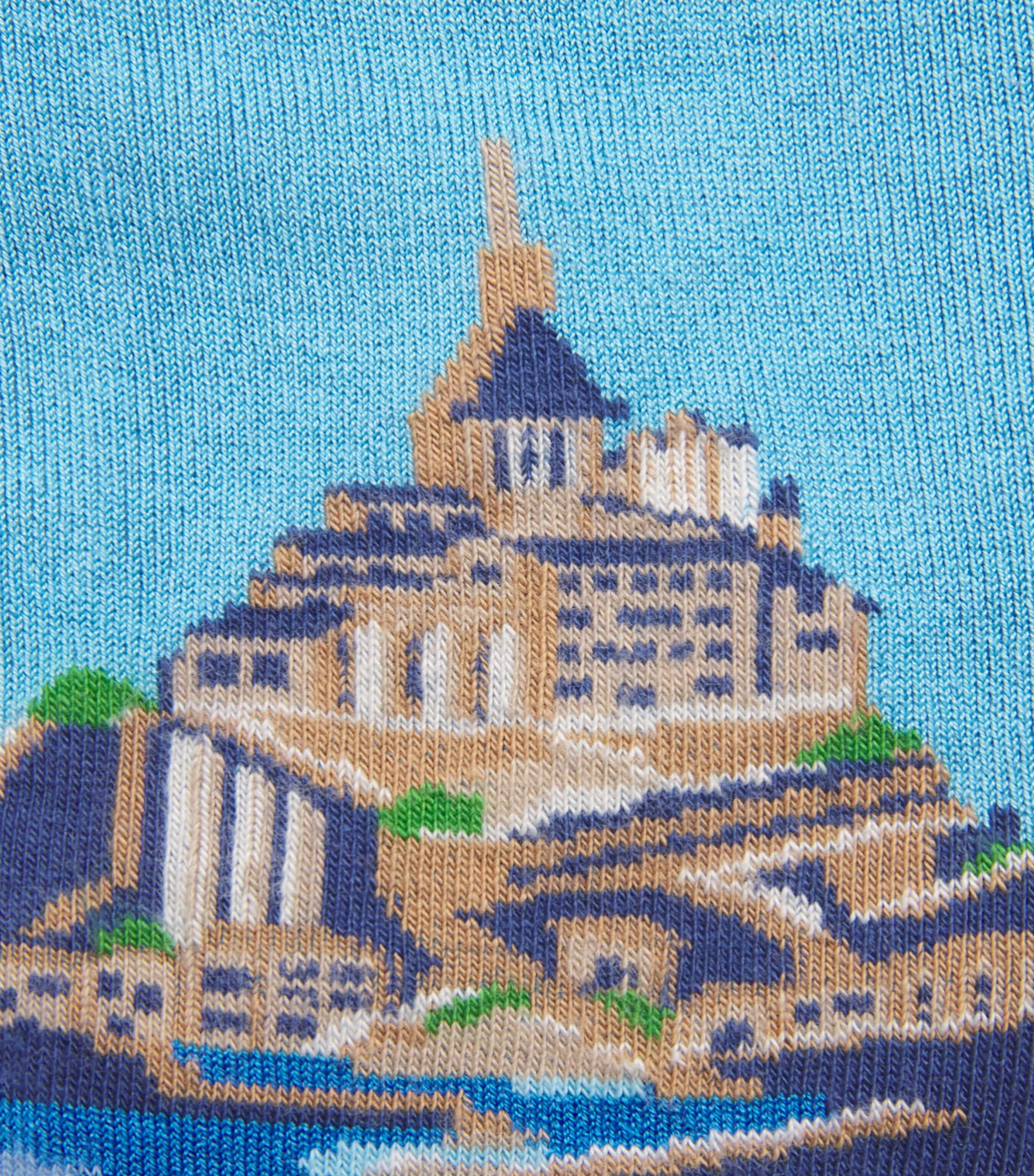 Doré Doré Mens Jacquard Mont Saint-Michel Socks Basin Image 2
