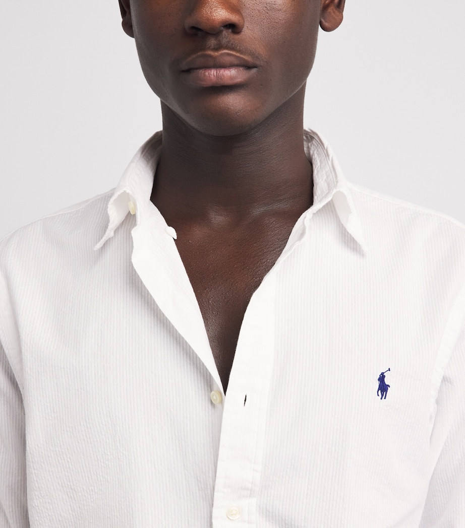 Polo Ralph Lauren Mens Cotton Seersucker Custom Fit Shirt White Image 3