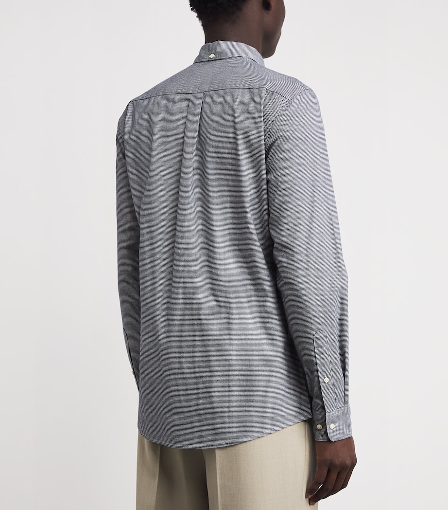 Cotton Huntly Houndstooth Tailored Shirt NY91 NAVY Image 4