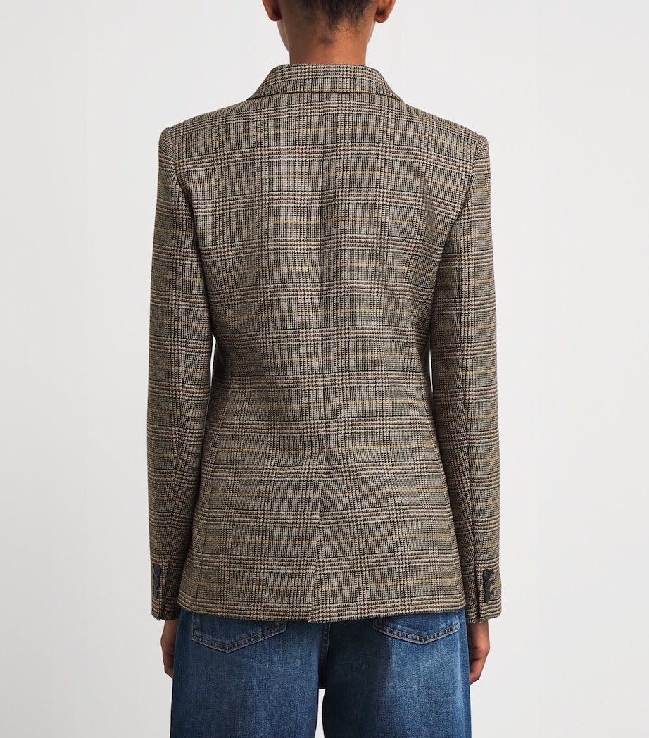 Wool Check Double-Breasted Blazer CHOCOLATE Image 4