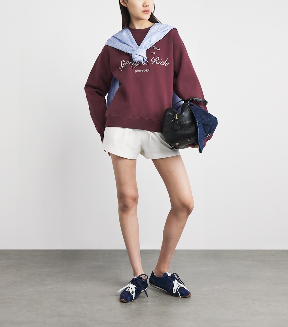 Sporty & Rich Womens Syracuse Embroidered Sweatshirt Bordeaux White Image 2