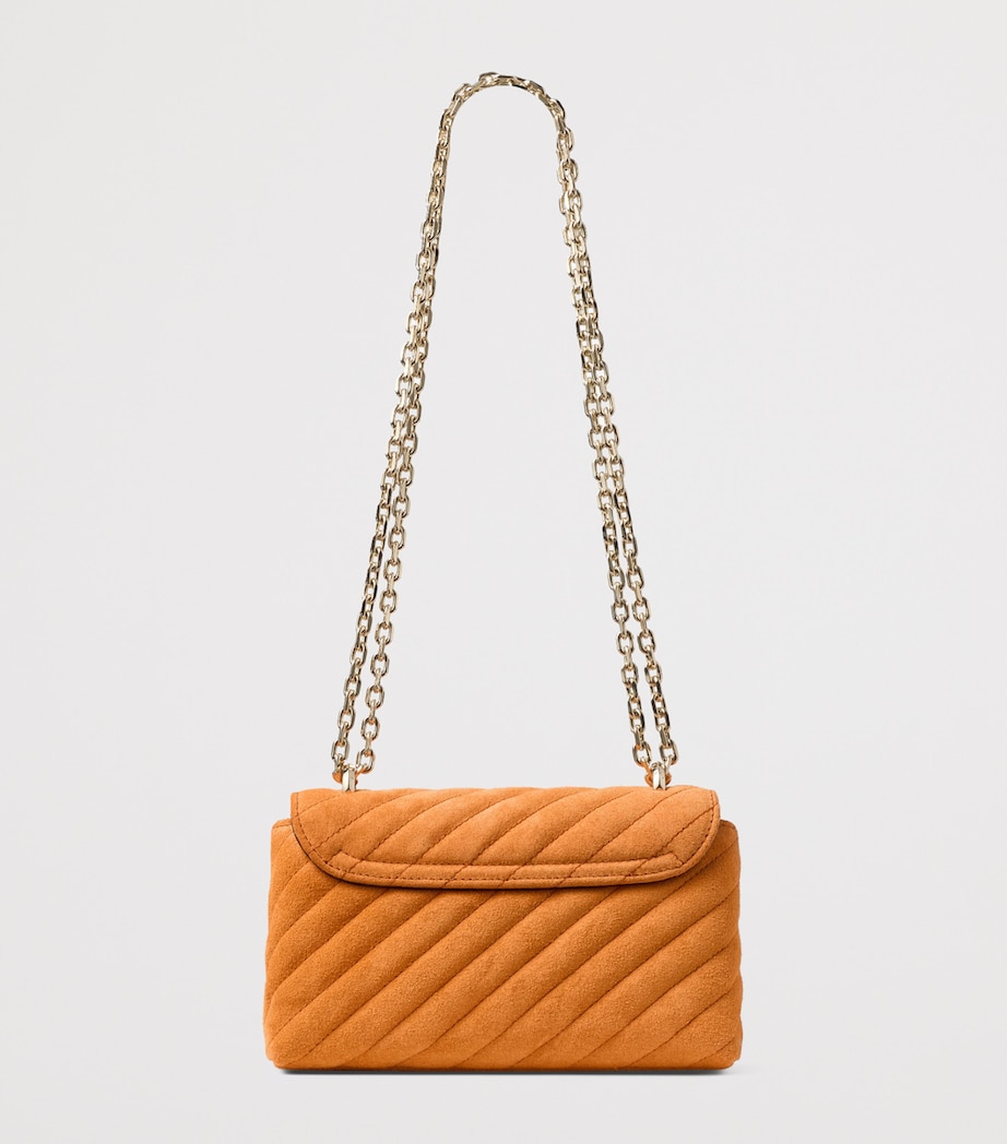 Jimmy Choo Small Quilted Suede Curve Cross-Body Bag Sunset Orange/shiny Image 3