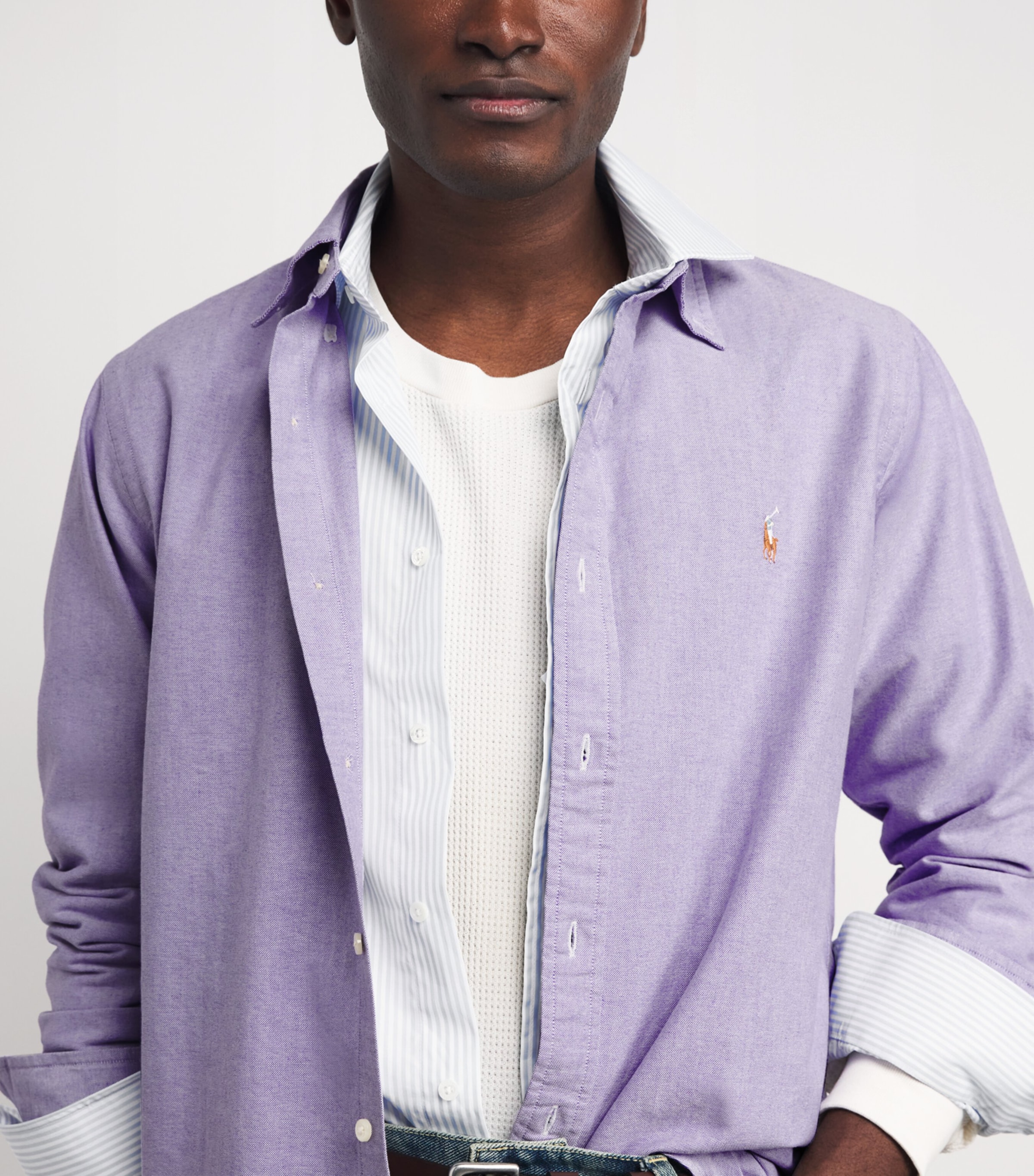 Polo Ralph Lauren Mens Cotton Custom Fit Oxford Shirt Thistle Image 3