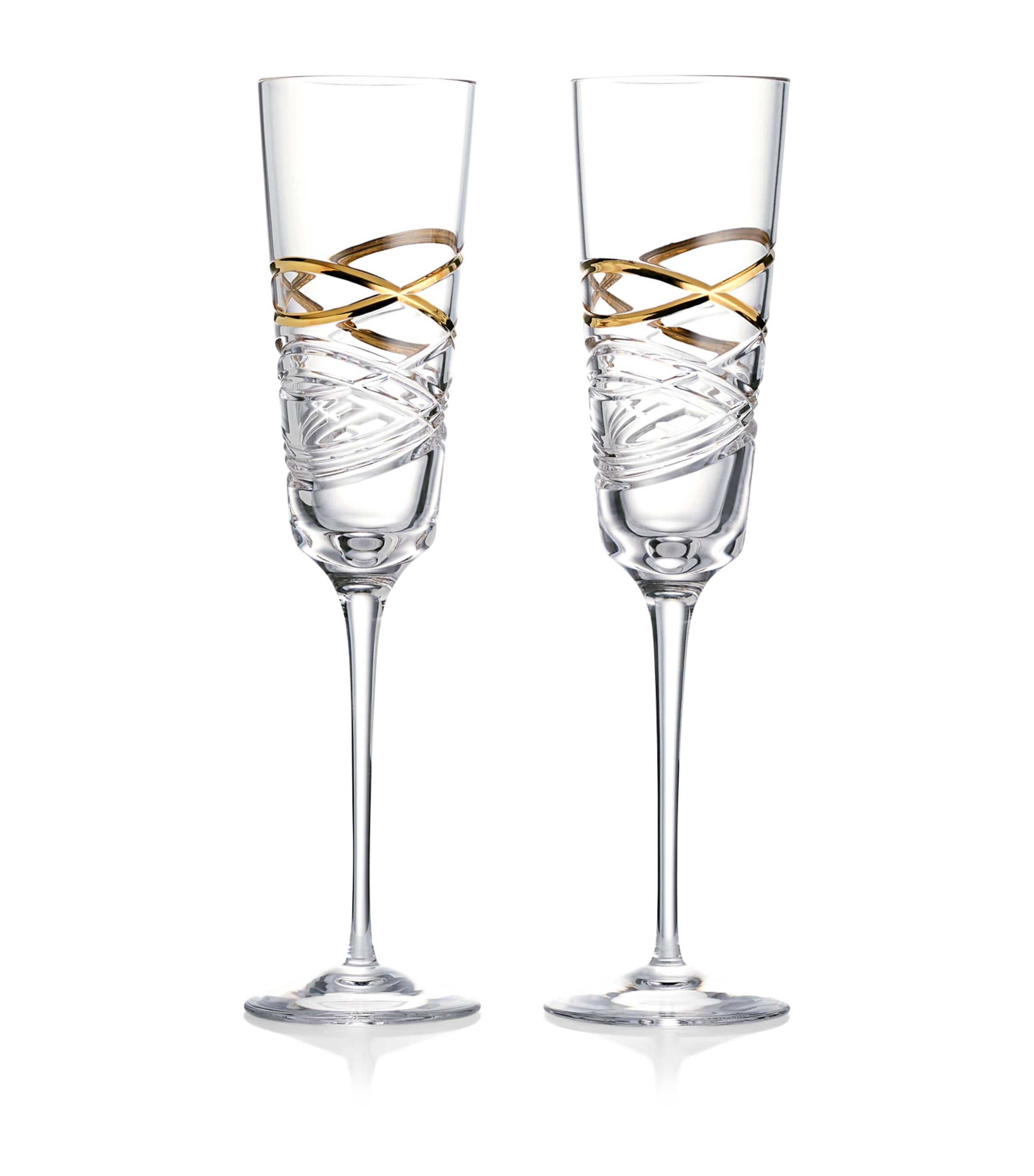 Waterford Glass Mastercraft Aran Flute Gilded In Transparent