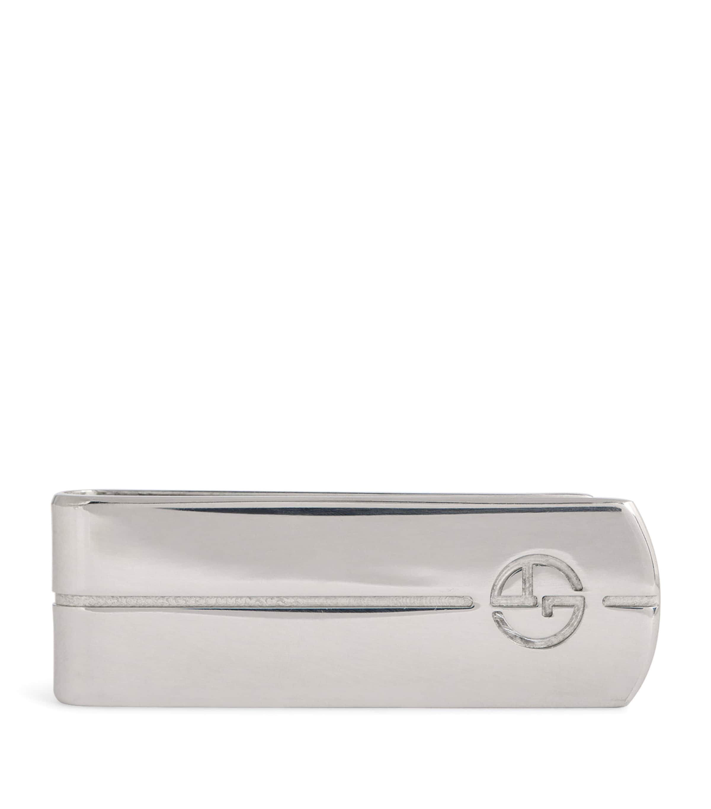 Giorgio Armani Sterling Silver Tie Clip In Gray