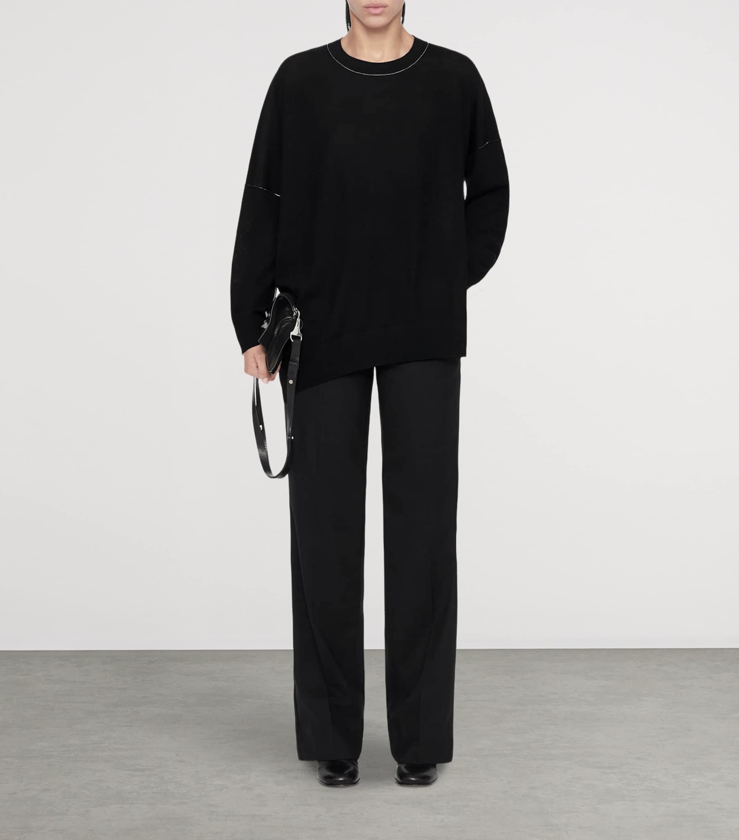 AllSaints Womens Merino Wool Asymmetric Martel Sweater Black Image 2