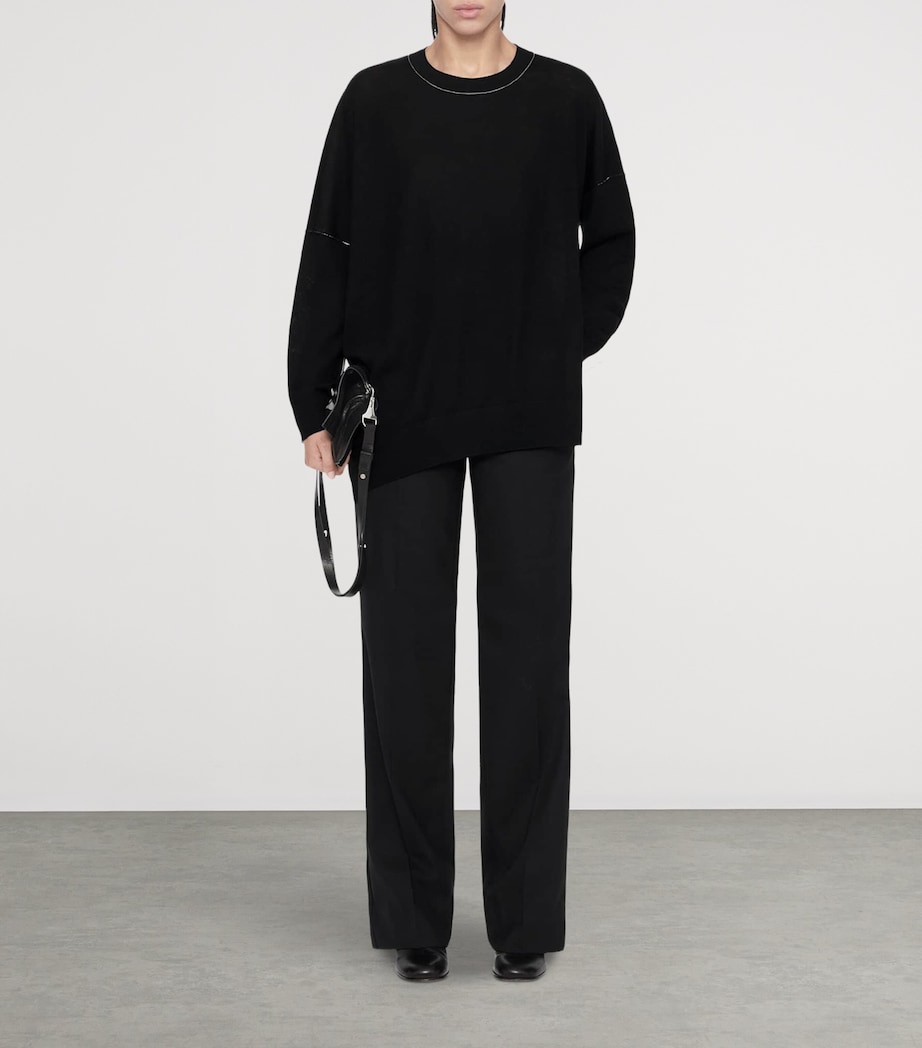 AllSaints Womens Merino Wool Asymmetric Martel Sweater Black Image 2