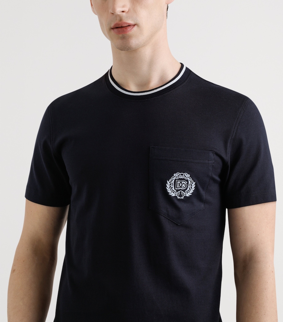 Cotton Embroidered Logo T-Shirt B0665-DARK BLUE Image 4