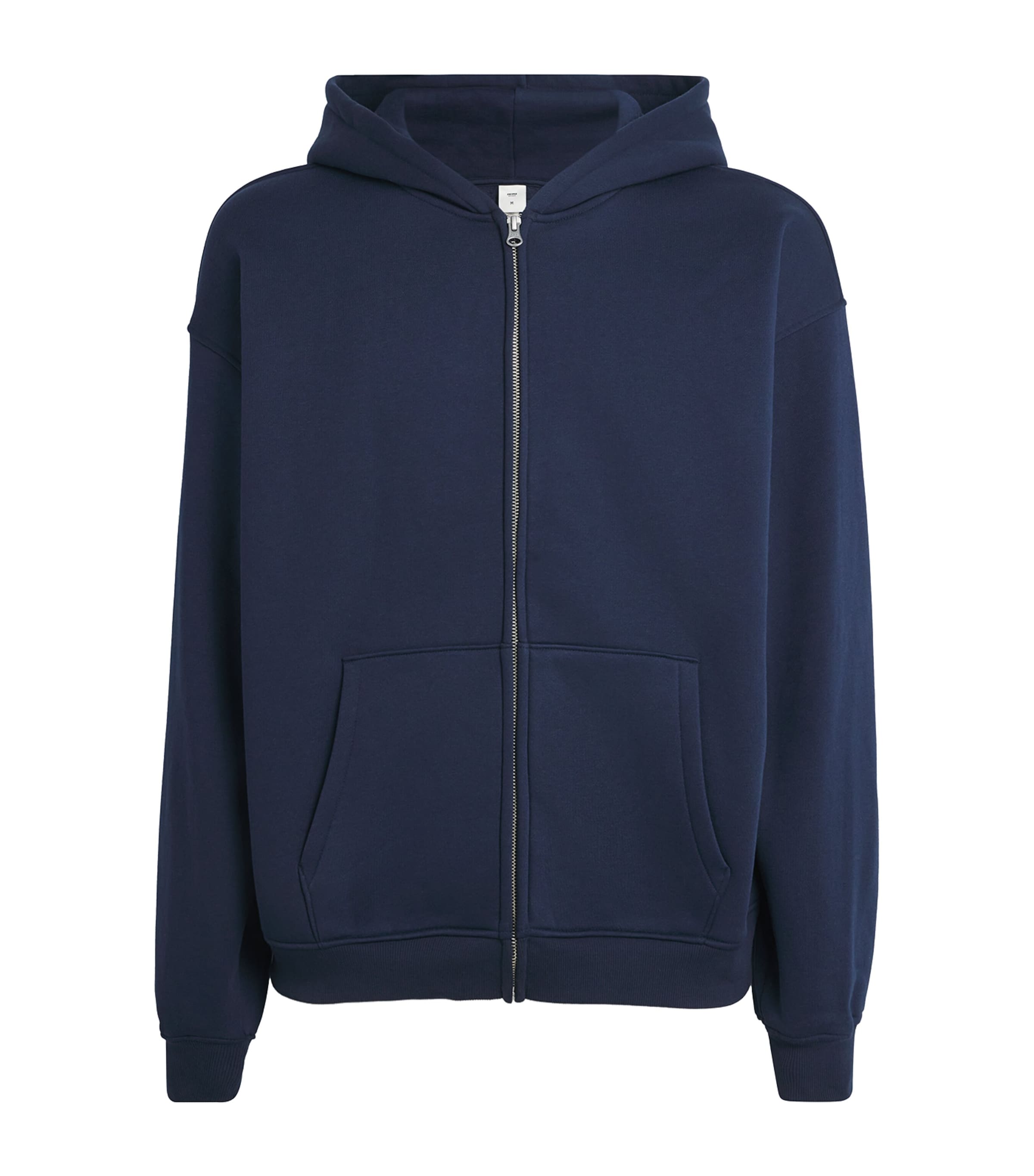 Skims Mens Fleece Lounge Relaxed Zip-Up Hoodie Navy Image 1