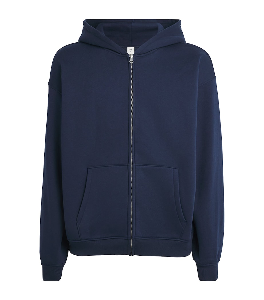 Skims Mens Fleece Lounge Relaxed Zip-Up Hoodie Navy Image 1