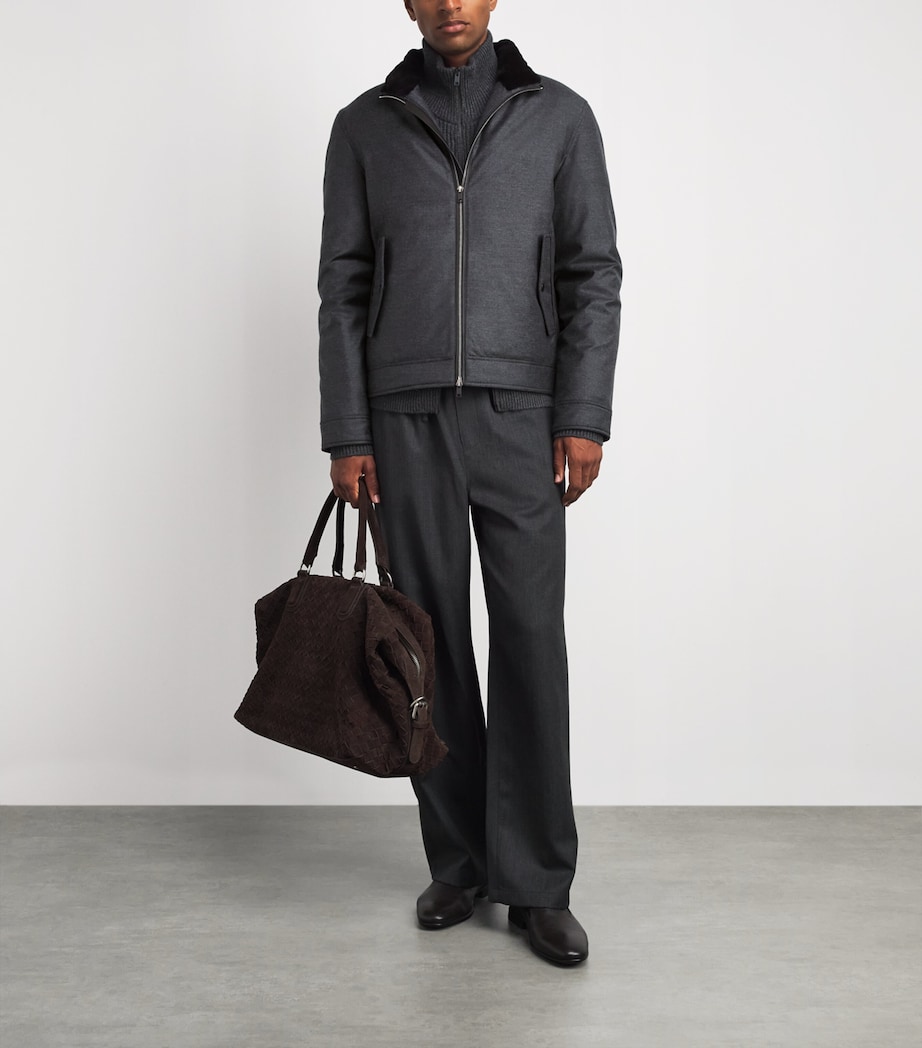 Yves Salomon Mens Virgin Wool-Silk Bomber Jacket Gris Anthracite Image 2