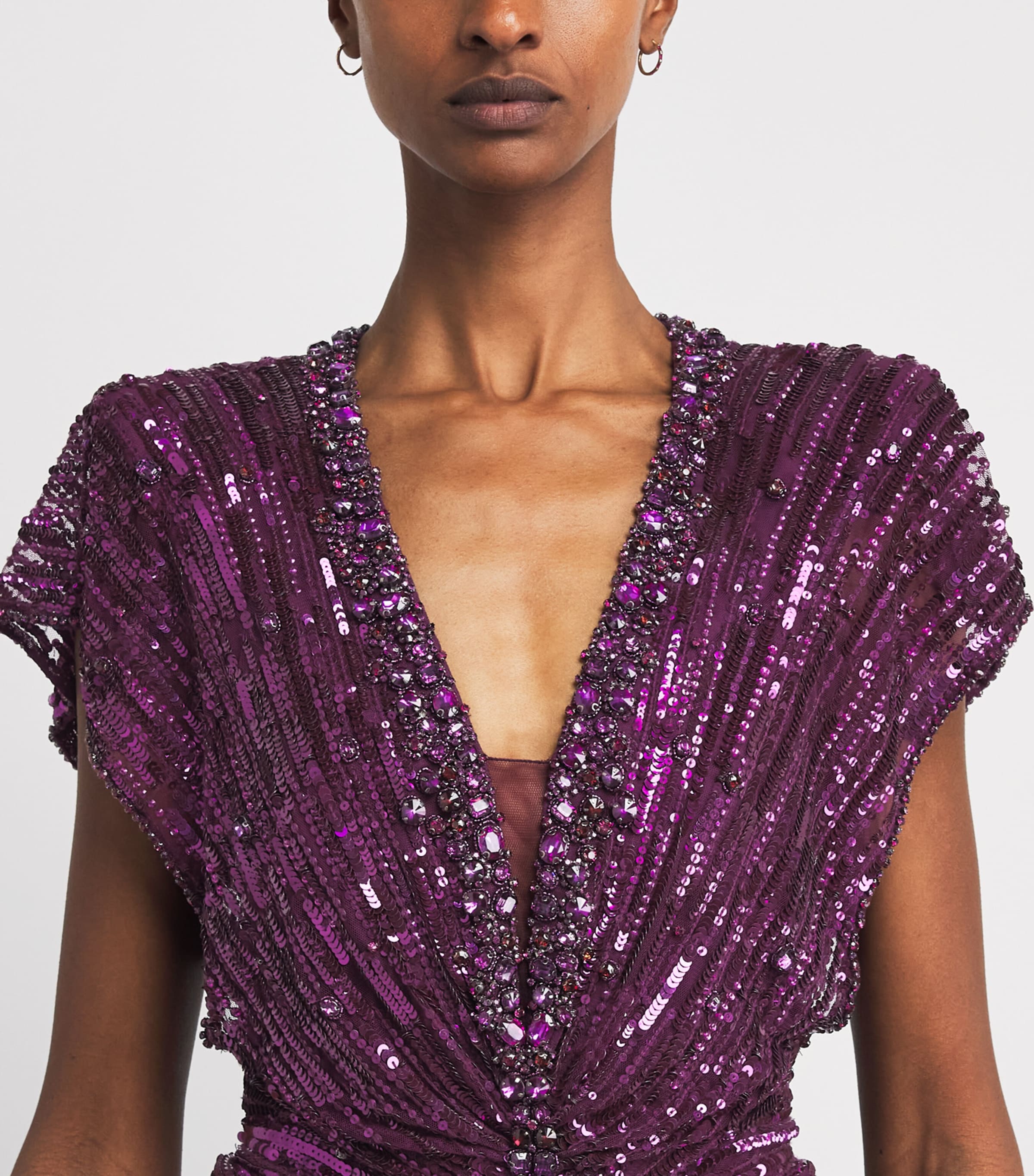 Jenny Packham Womens Sequinned Lacie Gown Purple Image 5
