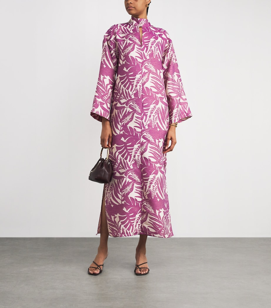Flamingo Open-Collar Kaftan PLUM-ECRU Image 2