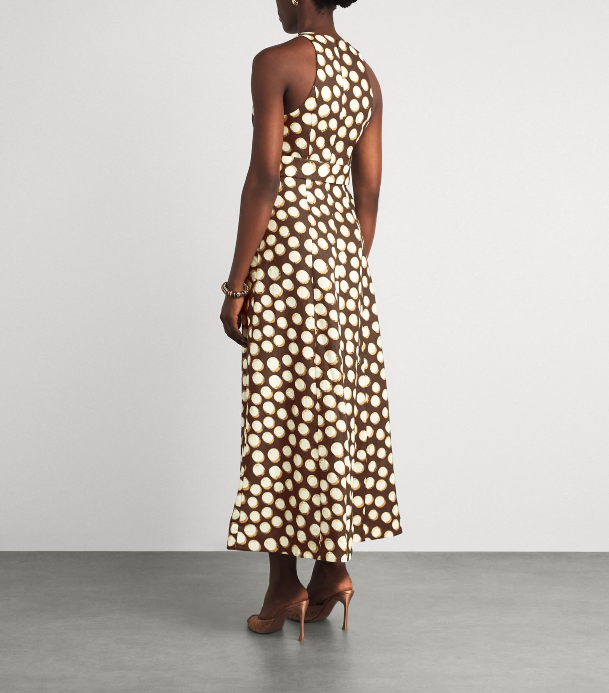 ALEMAIS Womens Linen Paula Midi Dress Chocolate Image 4