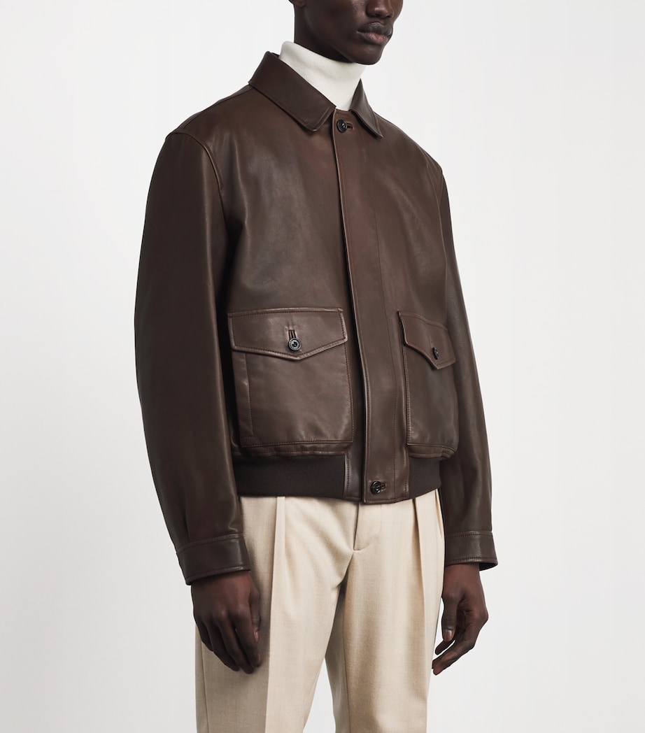 Leather Everett Flight Jacket BROWN Image 3