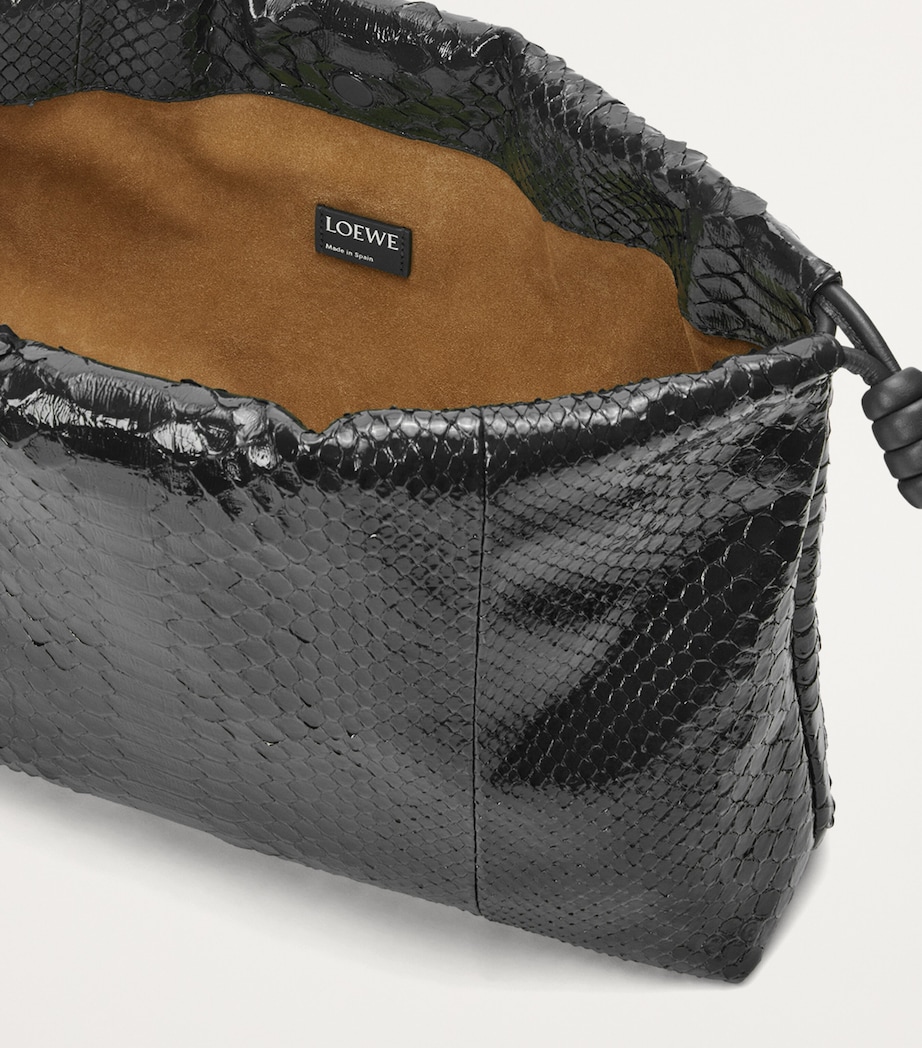 Large Patent Python Flamenco Purse BLACK Image 7